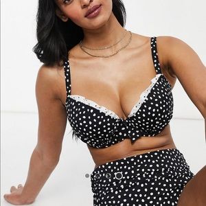 Pour Moi Fuller Bust Hotspots lightly padded underwire bikini top in polka dot